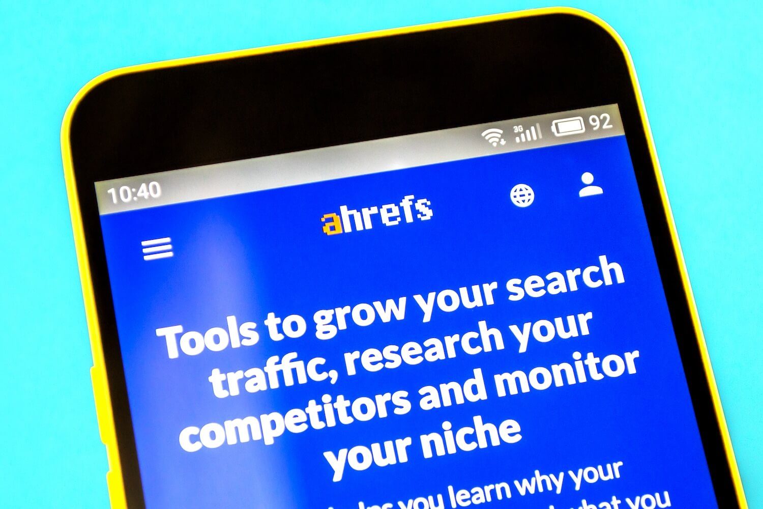 Berdyansk,,Ukraine,-,April,21,,2019:,Illustrative,Editorial,Of,Ahrefs AHREFS Tool für die Suchmaschinenoptimierung | Get On Stage GmbH