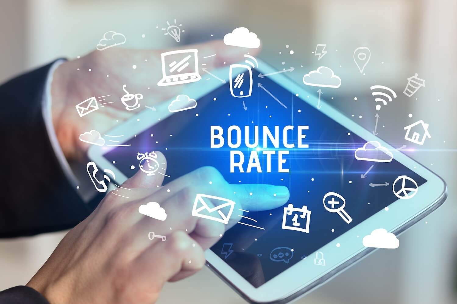 Close-up,Of,A,Person,Using,Social,Networking,With,Bounce,Rate Close-up Of A Person Using Social Networking with BOUNCE RATE inscription
